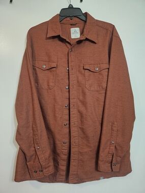 Ascend Men's Button-Front Shirt Jacket in Rust